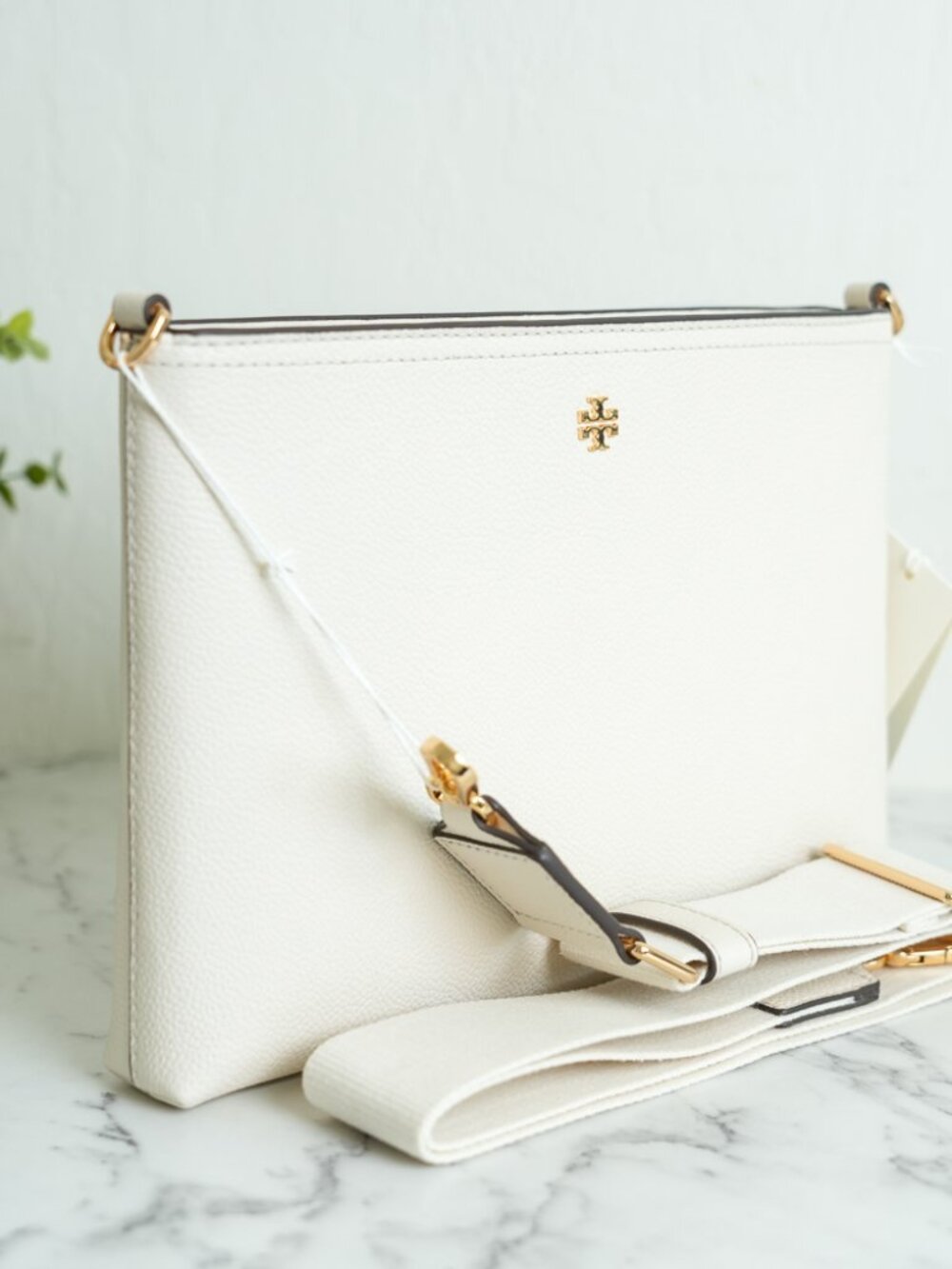 Tory Burch Blake Swingpack Leather Crossbody Messenger 176874 New Ivory NWT